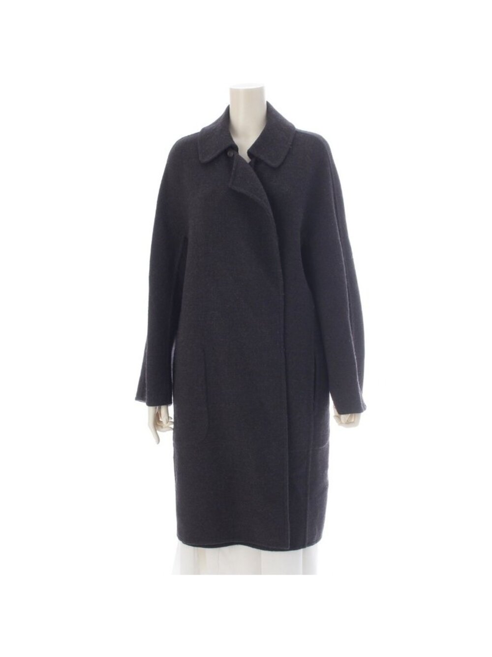 Hermes Martin Margiela Era Wool 2-Way Detachable Color Over Coat Collar Gray 36